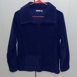 CROFT & BARROW BLUE FLEECE ZIP UP SWEATER SIZE MEDIUM